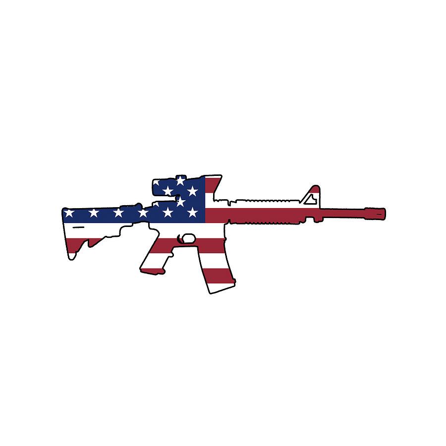 Flag Digital Art - American Flag M4 Carbine by Jared Davies