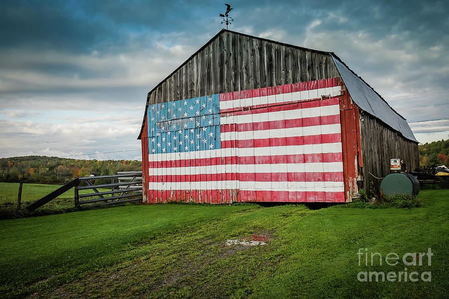 American Flag On A Barn Photograph by D. Eugene Lee