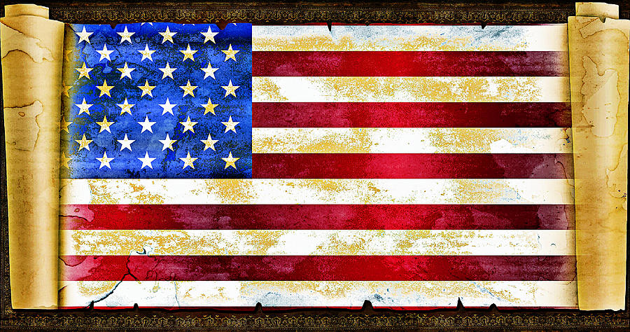 USA Flag On Scroll Digital Art by Michelle Liebenberg