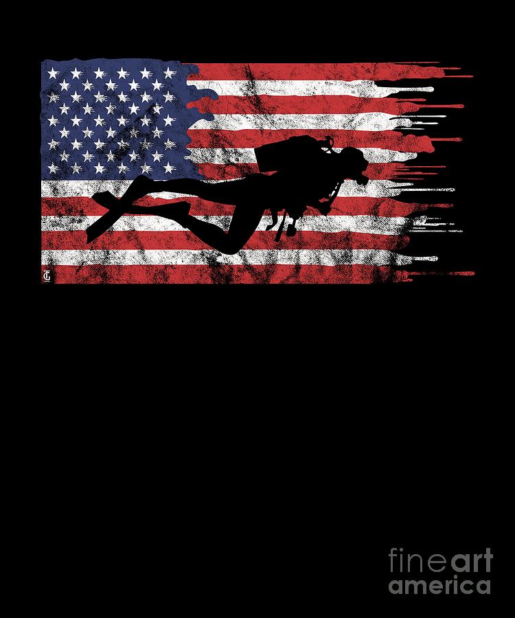 Sea Digital Art - American Flag Scuba Diving Snorkeling Marine Ocean by Thomas Larch Sea Digital Art - American Flag Scuba Diving Snorkeling Marine Ocean by Thomas Larch
