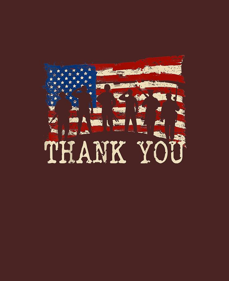 American Flag Tshirts Thank You Veterans Digital Art by Do David