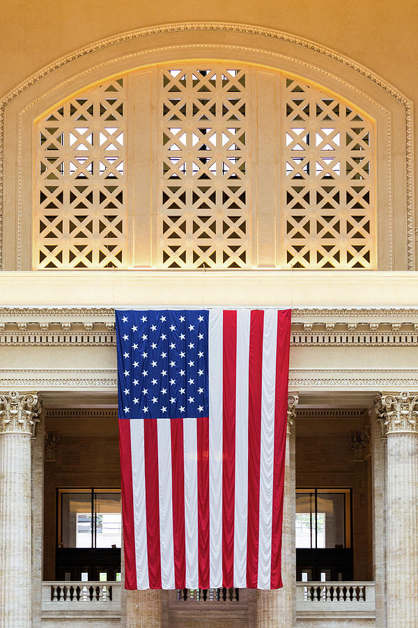 American Flag Union Station Photograph by Lauri Novak