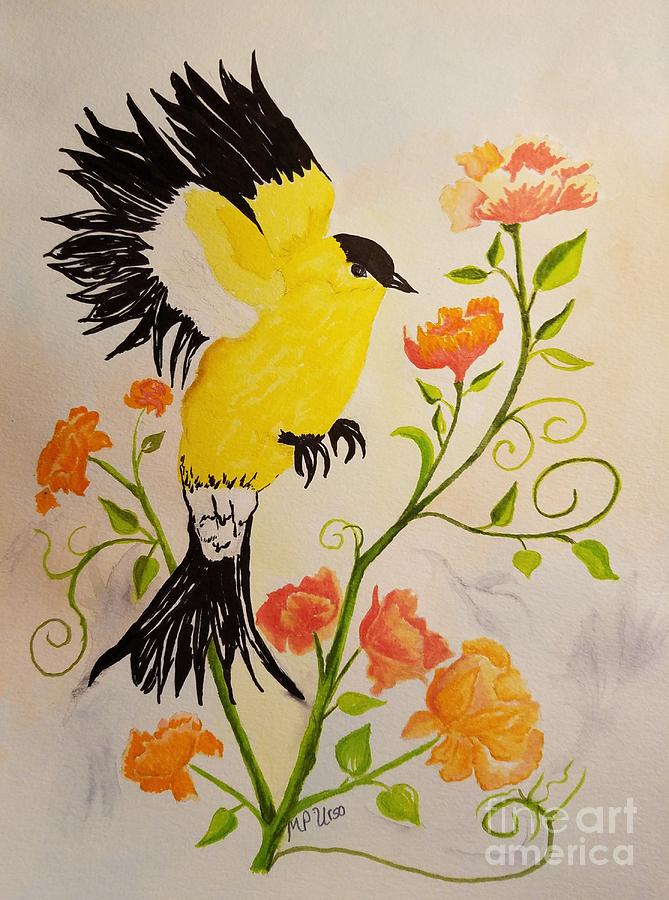Spring Painting - American Goldfinch by Maria Urso
