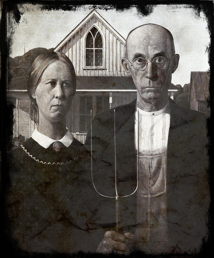 American Gothic Grant Wood V11 Digital Art By Jonathan Palgon