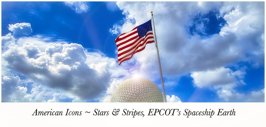 American Icons, The Red, White and Blue, EPCOT Geosphere Photograph by A Macarthur Gurmankin