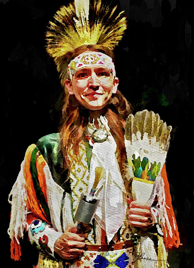 American Indian Dancer Painting by Joan Reese