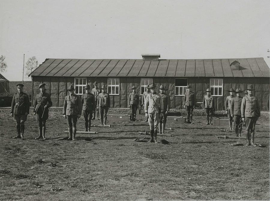 American Officers Training In Stokes Mortor Work At The Nth British Corps School Painting