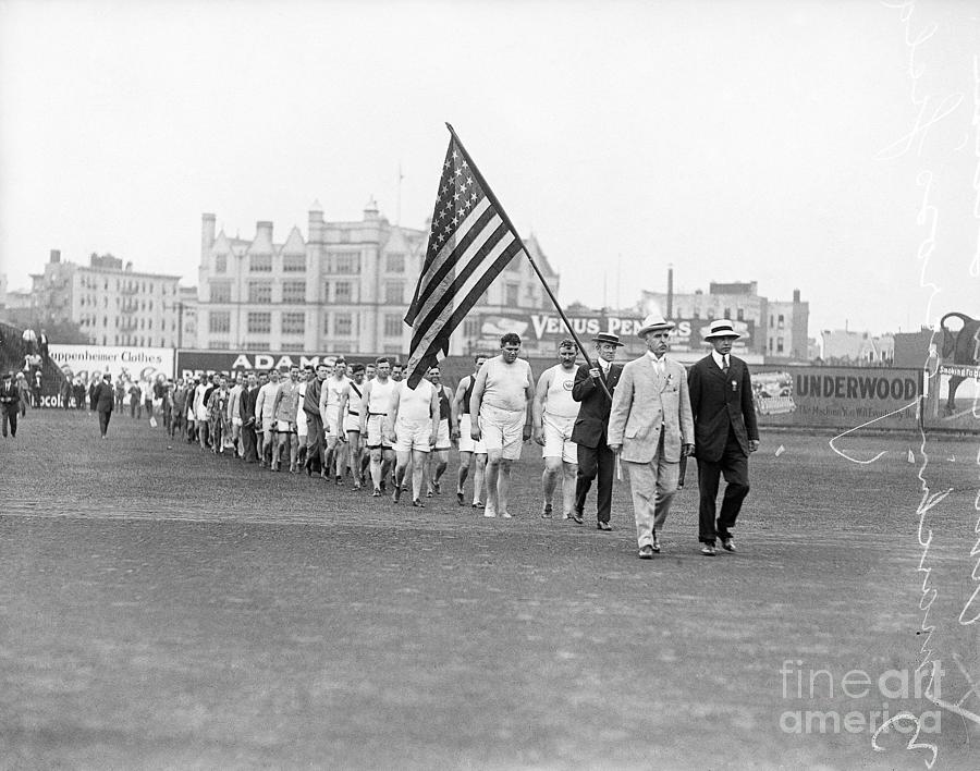 American Olympians March On Field Photograph by Bettmann