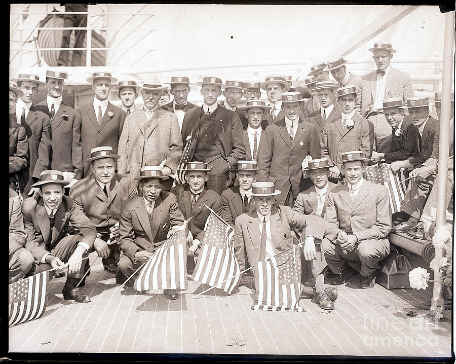 American Olympic Team Posed On Ship Photograph by Bettmann