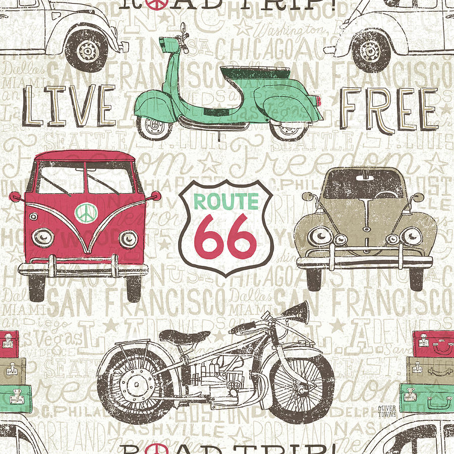 iCanvasART Road Trip Bus Canvas Print by Oliver Towne 26 x 26 