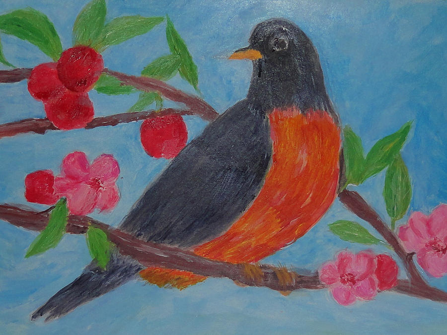 American Robin in Apple Tree by Rosie Foshee American Robin in Apple Tree by Rosie Foshee