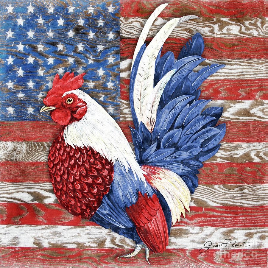 American Painting - American Rooster A by Jean Plout.