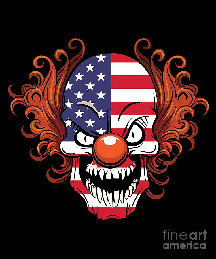 American Scary Killer Clown Halloween Costume Evil Horror Movie Digital Art By Martin Hicks