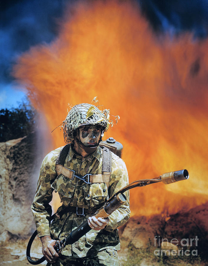 American Soldier Carrying A Flame Photograph by Bettmann