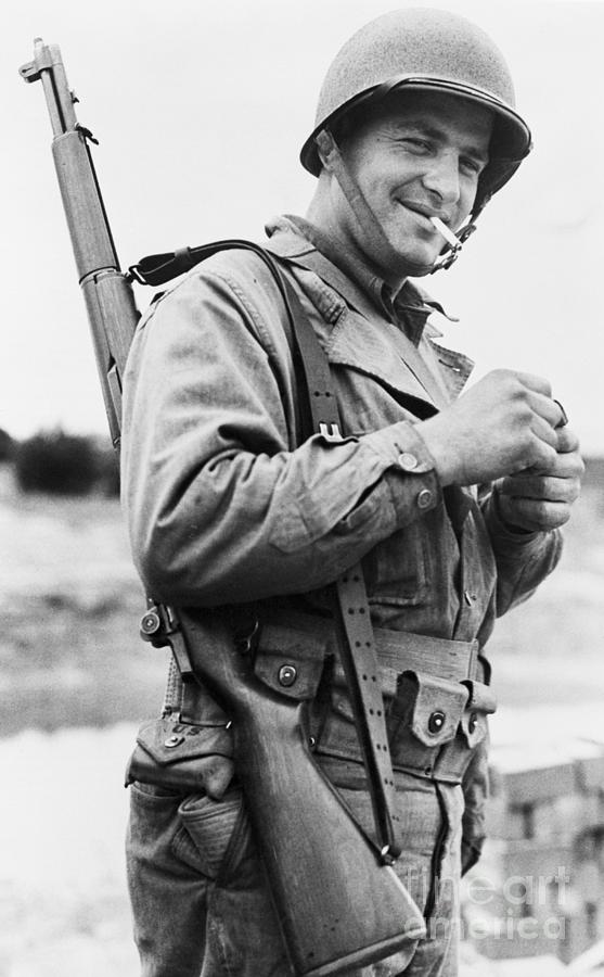 American Soldier In Uniform Smoking Photograph by Bettmann