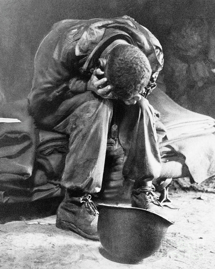 American Soldier Weeping After Battle Photograph by Bettmann