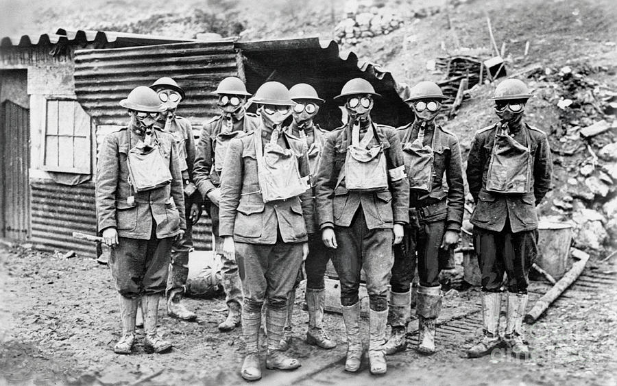 American Soldiers Wearing Gas Masks By Bettmann