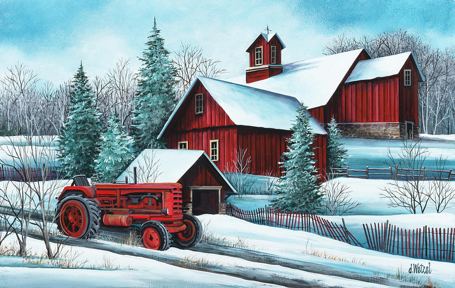 Barn Painting - American Winter by Debbi Wetzel