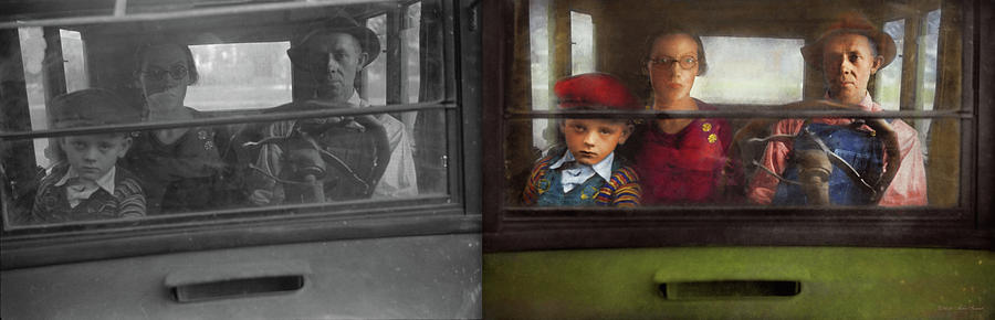 Americana - Are we there yet 1941 - Side by Side Photograph by Mike Savad