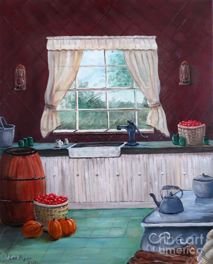 Fall Painting - Americana Farm Kitchen by Lee Piper