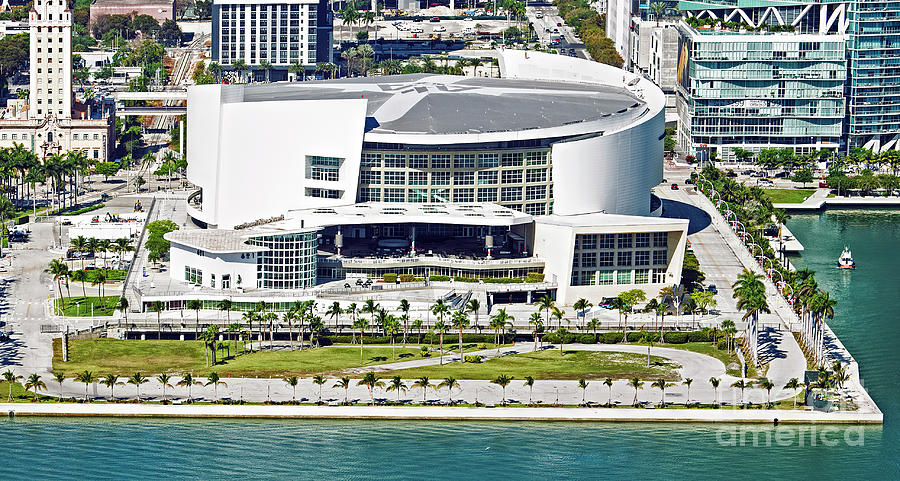 AmericanAirlines Arena in Miami Aerial Photograph by David Oppenheimer