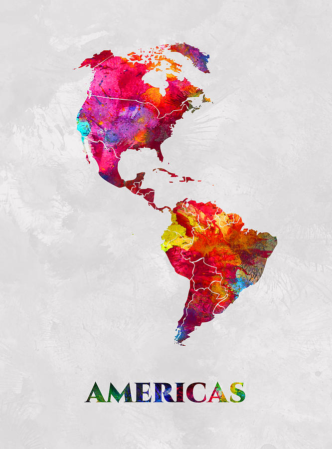 Americas Map American Continent Artist Singh Mixed Media By Artguru Official Maps 1437