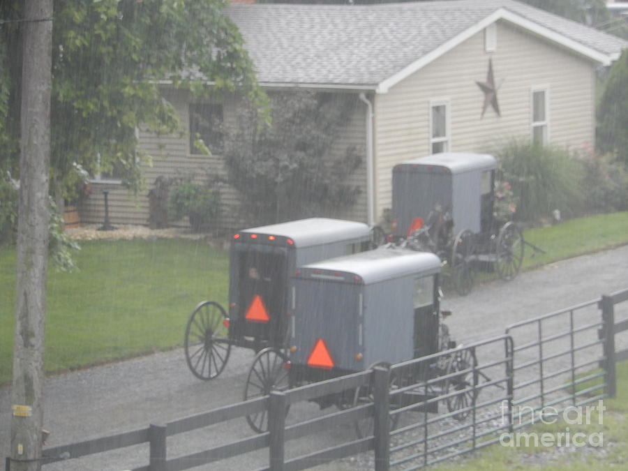 Amish Buggy Traffic at Church Photograph by Christine Clark