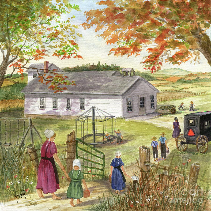 Amish School Days Painting by Marilyn Smith