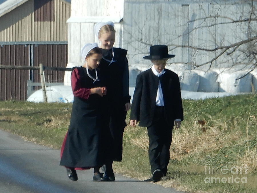 Amish Siblings Go for an After Church Walk Photograph by Christine Clark