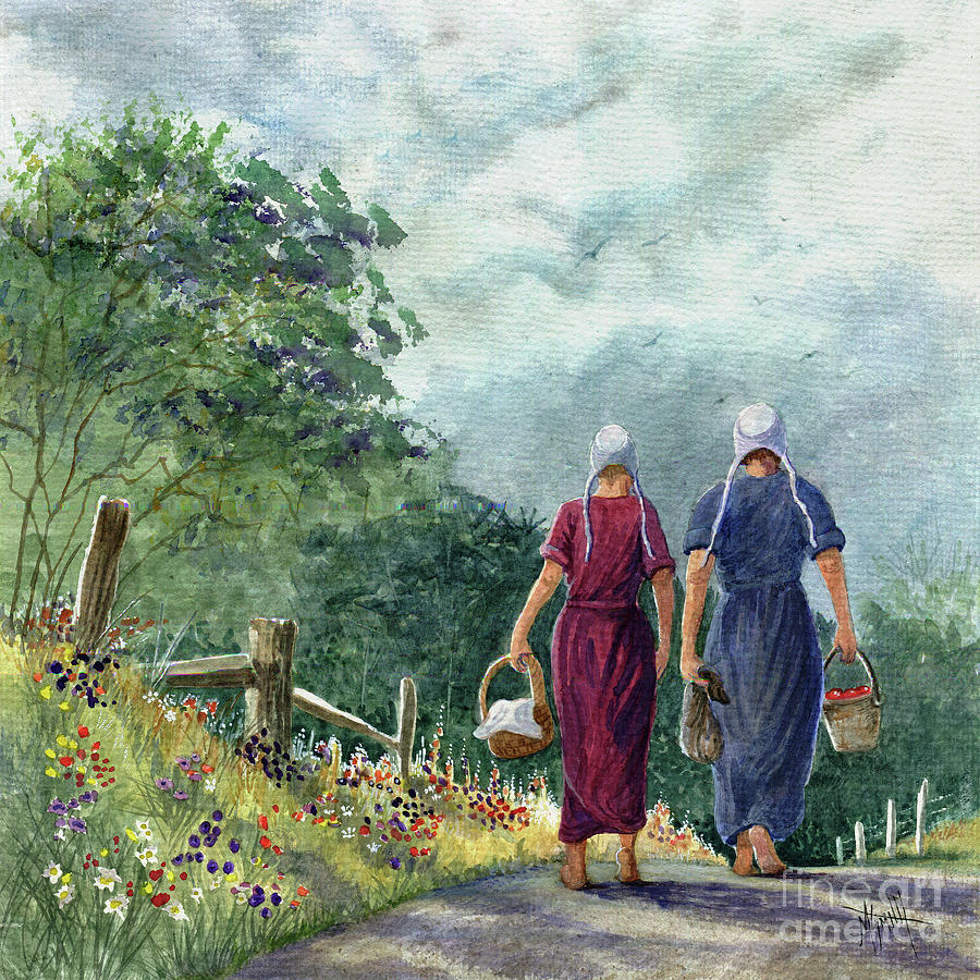 Amish Way of Life - Bearing Gifts Painting by Marilyn Smith