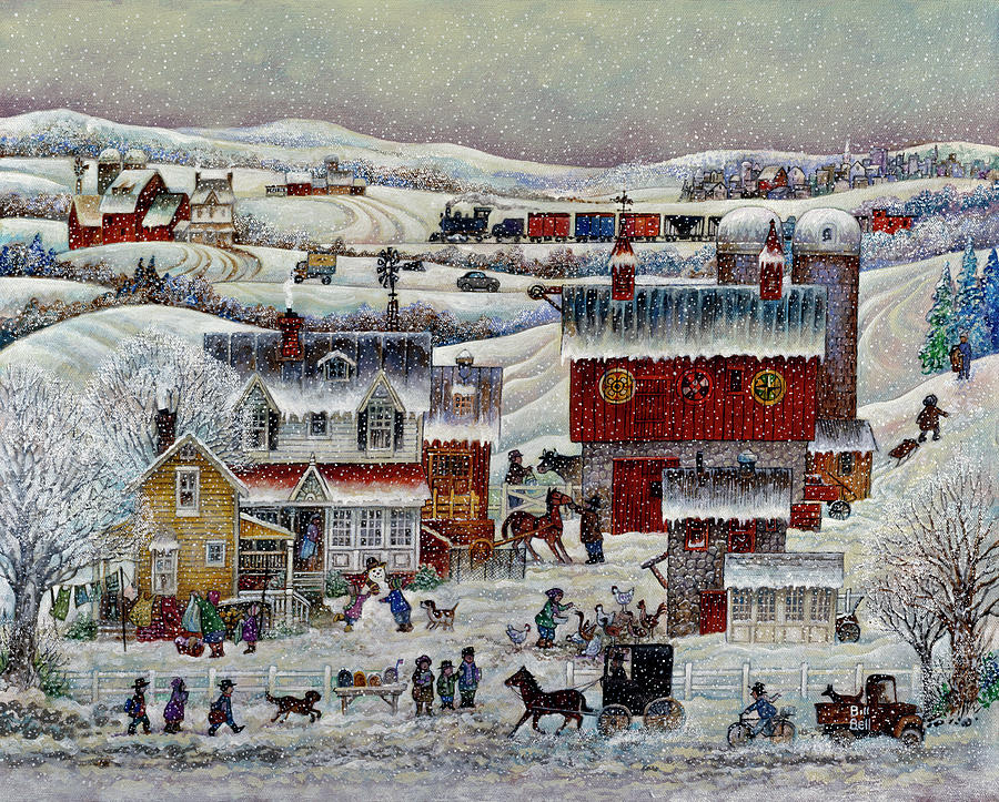 Barn Painting - Amish Winter by Bill Bell