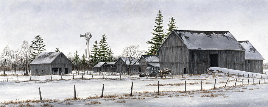 Landscape Painting - Amish Winter by John Morrow