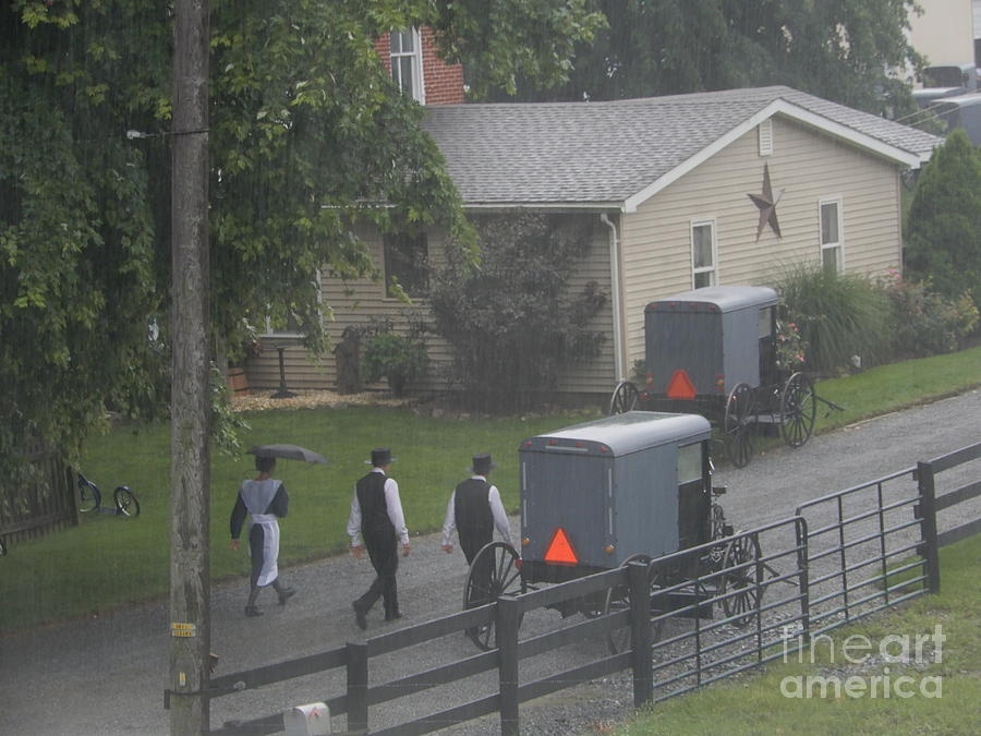 Amish Youth Walk to Church Photograph by Christine Clark