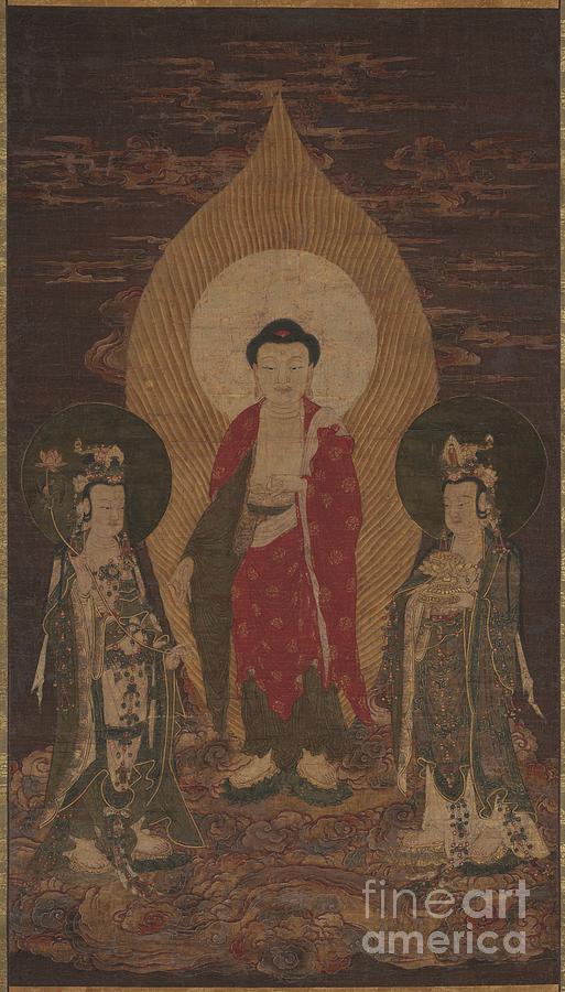 Amitabha Triad Drawing by Heritage Images
