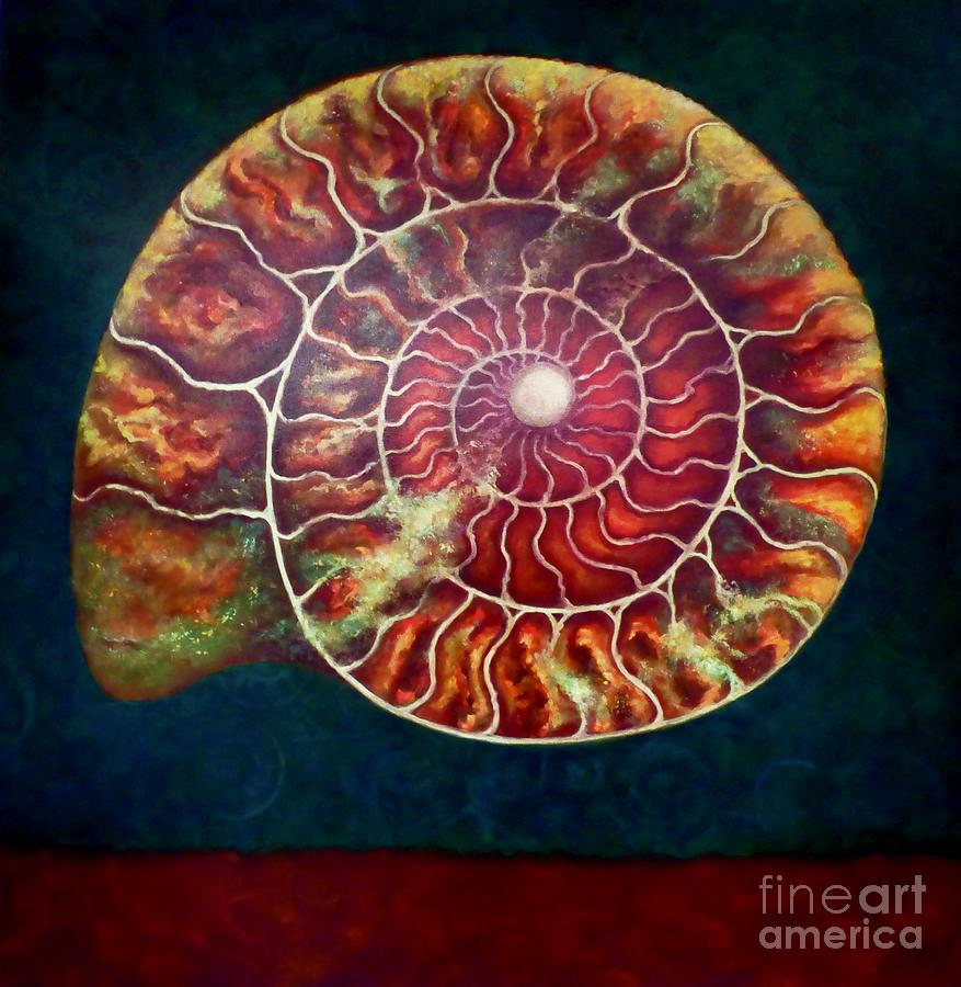 Ammonite, Doreé Et Verte, 2022 Painting by Lee Campbell