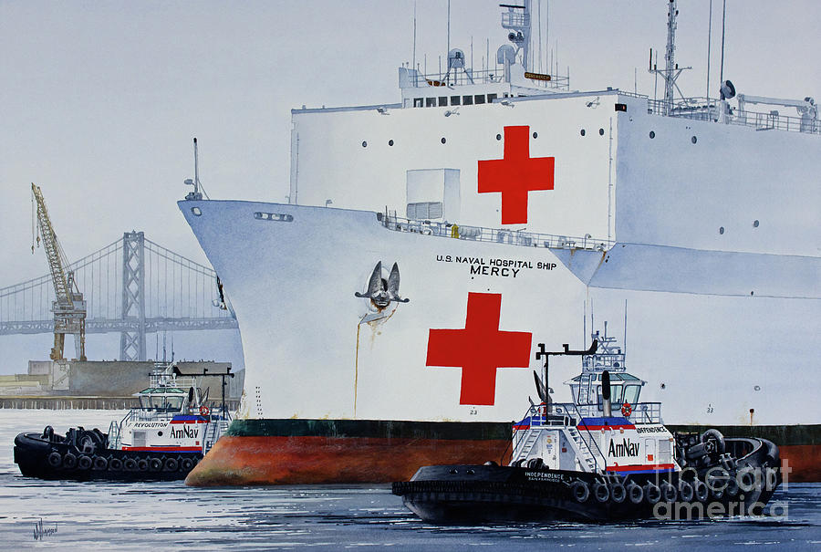 Tugs Painting - AmNav MERCY Assist by James Williamson