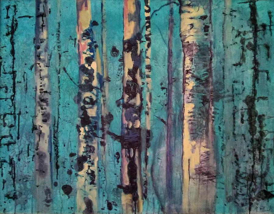 Abstract Painting - Among the Birches by Margaret Plumb