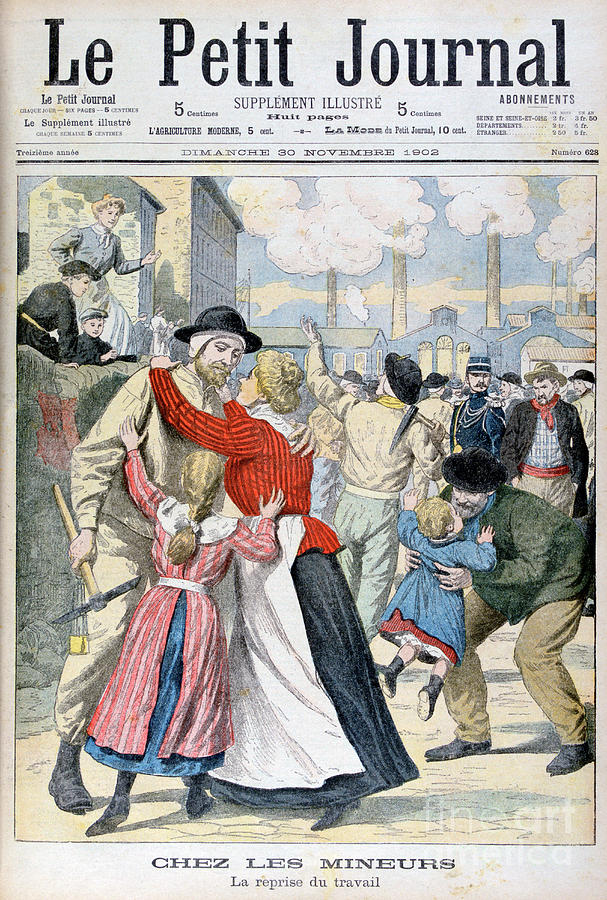 Among The Miners, The Resumption Drawing by Print Collector