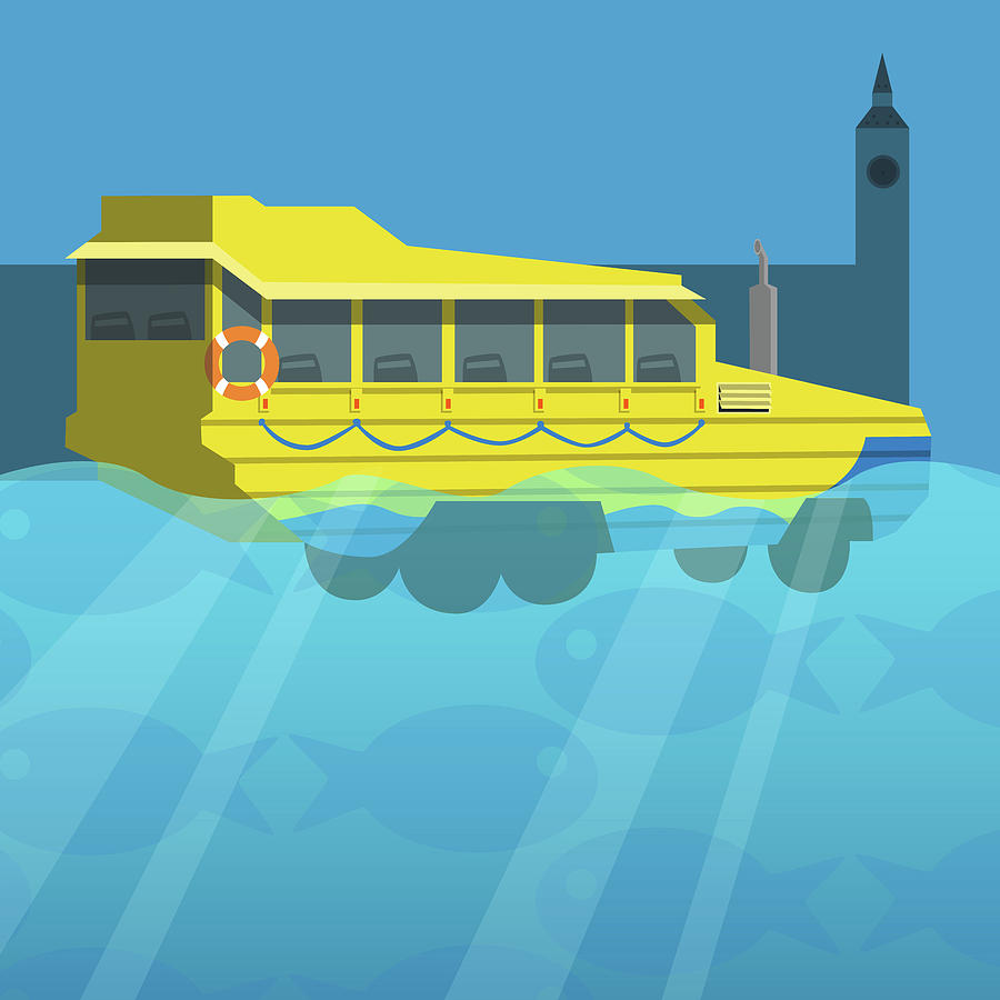 Amphibious London Duck Tour Bus Digital Art by Claire Huntley
