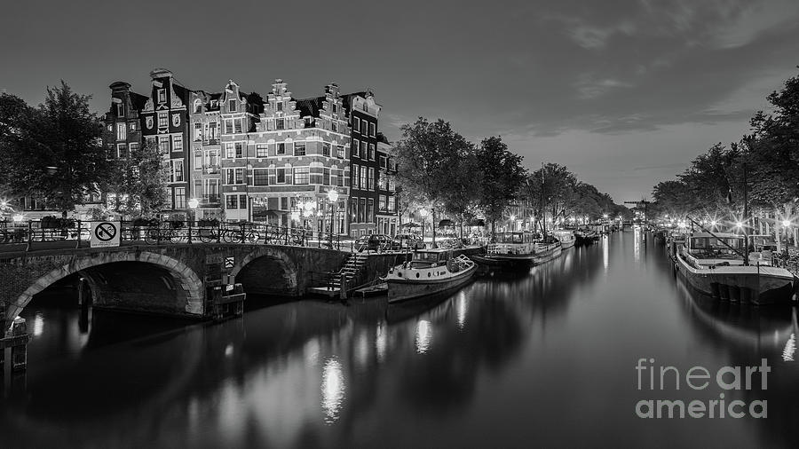 Amsterdam by Night - BW Photograph by Henk Meijer Photography