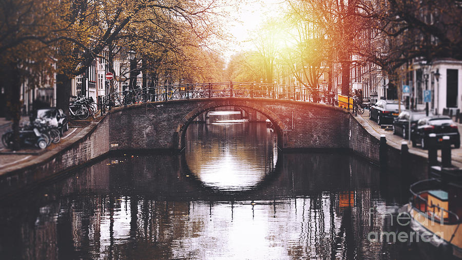 Amsterdam Cityscape With Canal Photograph by Serts