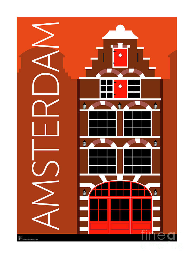 Amsterdam House Orange Digital Art by Sam Brennan