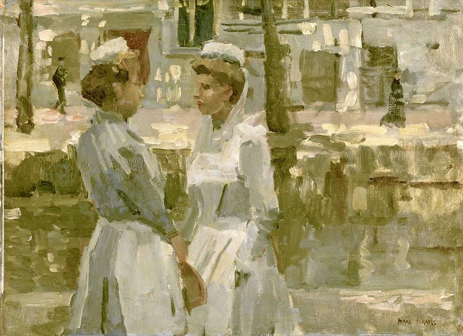 Amsterdam Painting - Amsterdam Household Maids. by Isaac Israels -1865-1934-