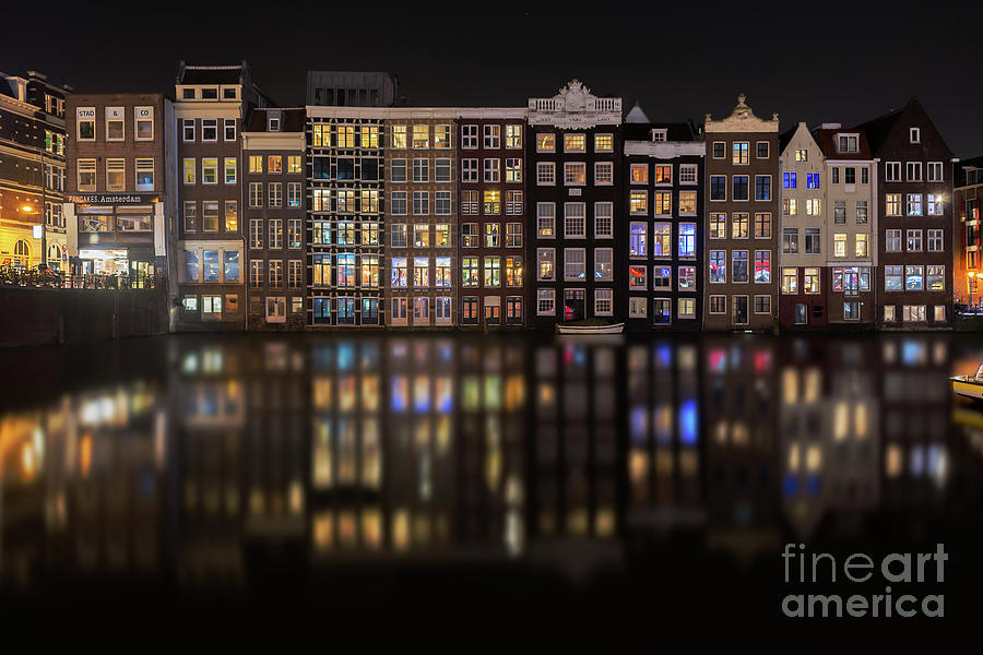 Amsterdam Photograph - Amsterdam light reflections at night by IPics Photography Amsterdam Photograph - Amsterdam light reflections at night by IPics Photography