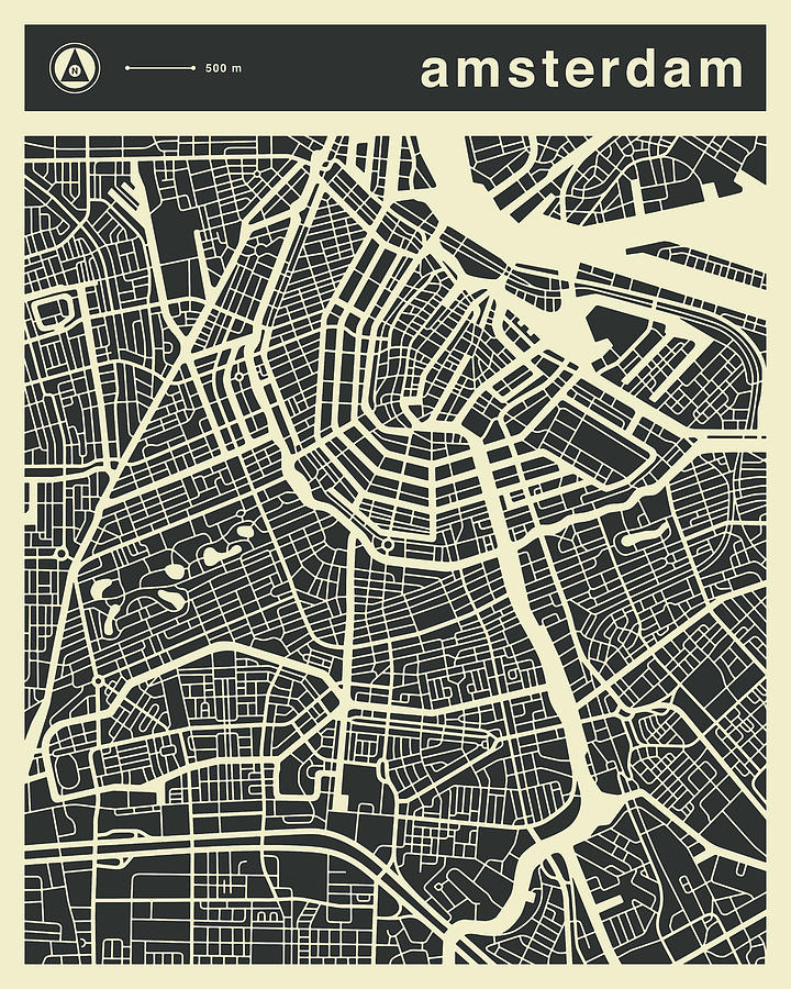 Amsterdam Digital Art - Amsterdam Map 3 by Jazzberry Blue