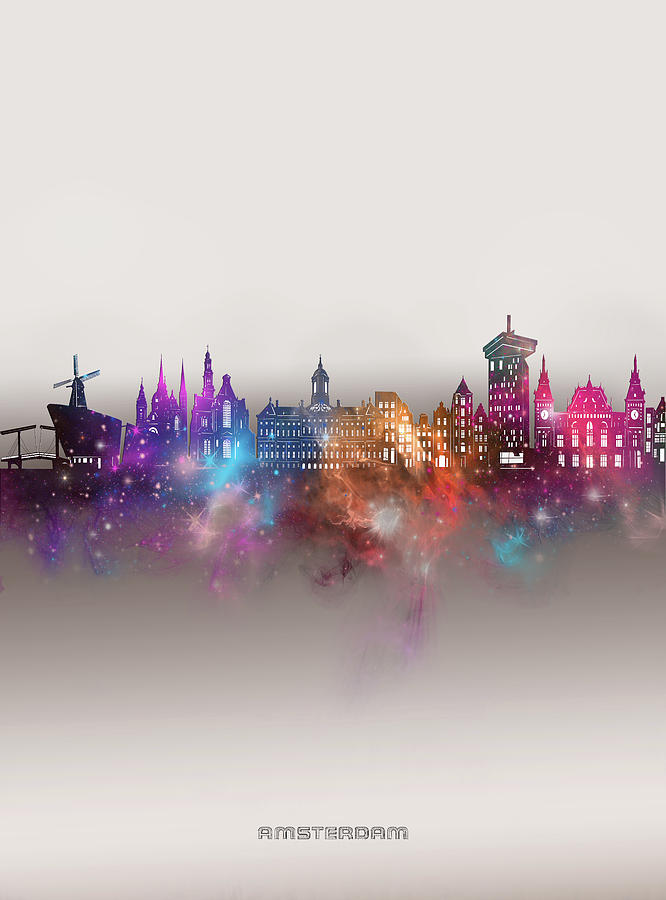 Amsterdam Digital Art - Amsterdam Skyline Galaxy by Bekim M Amsterdam Digital Art - Amsterdam Skyline Galaxy by Bekim M