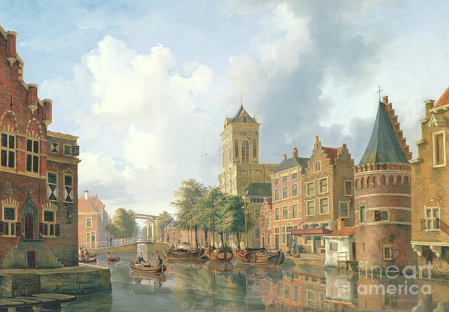 Amsterdam Street Scene By Petrus Beretta Painting by Petrus Beretta