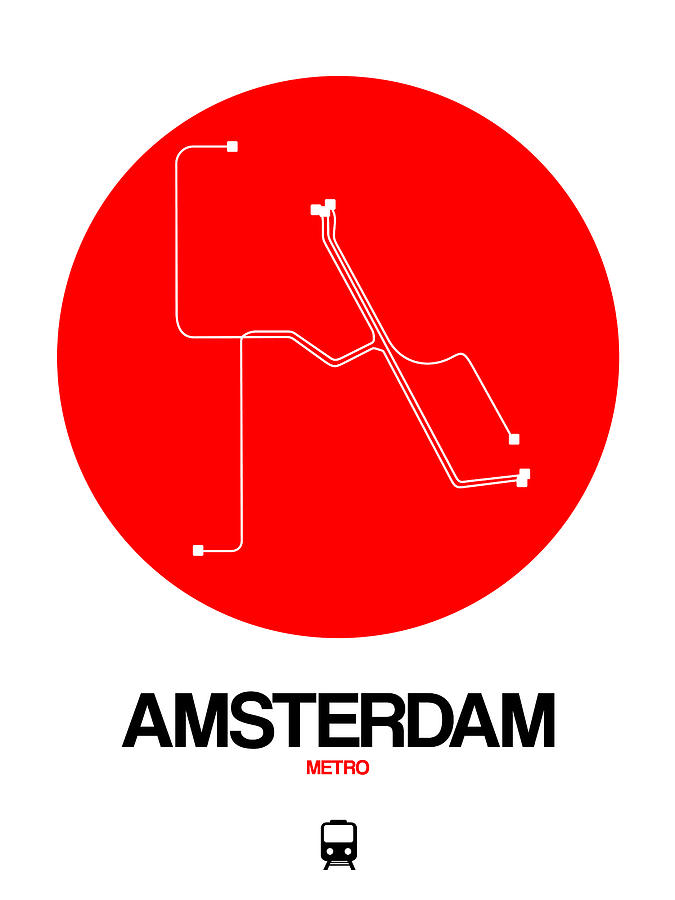 Amsterdam Digital Art - Amsterdam White Subway Map by Naxart Studio Amsterdam Digital Art - Amsterdam White Subway Map by Naxart Studio