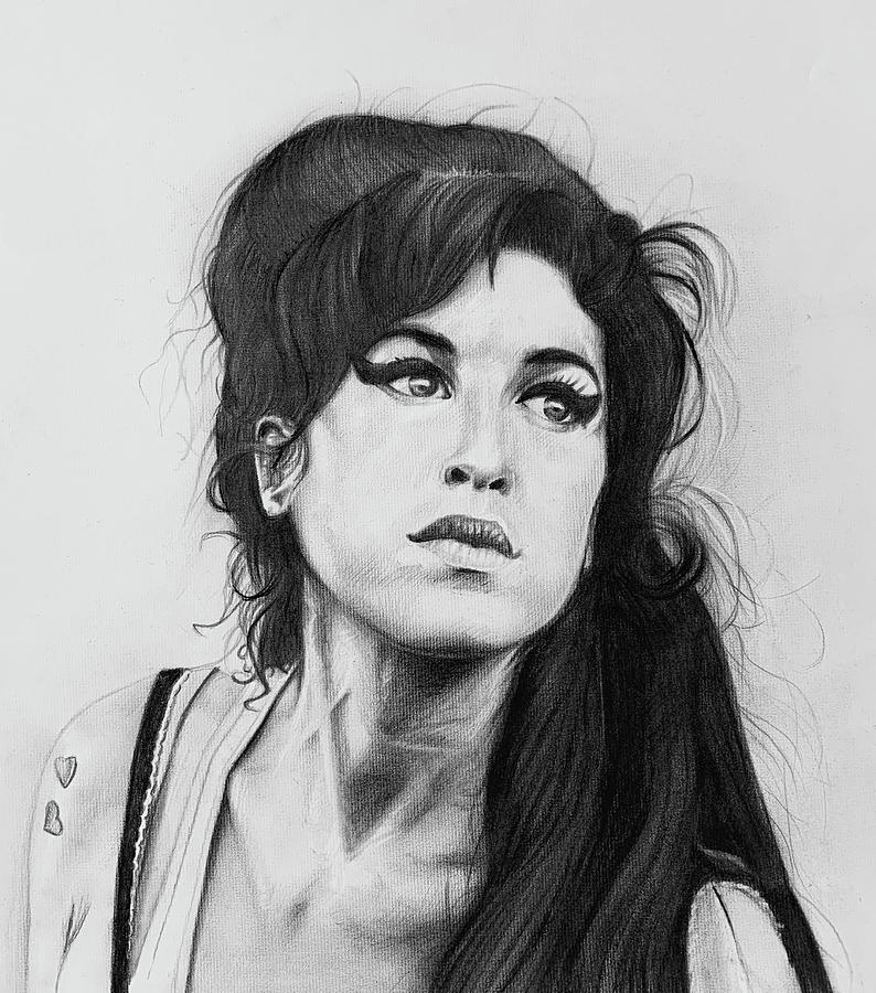 Portrait Drawing - Amy Winehouse by Steve Hunter