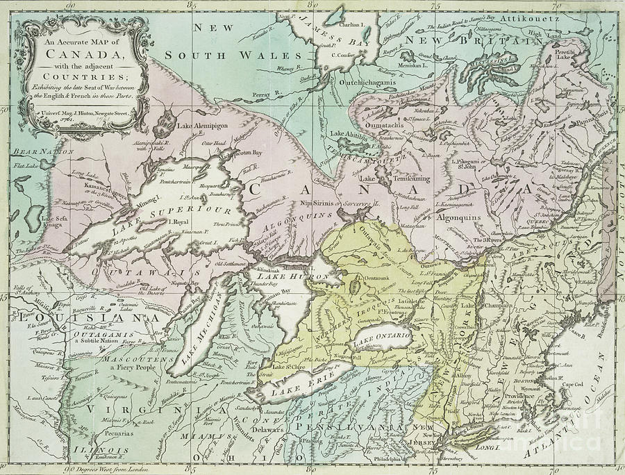 An accurate map of Canada, with the adjacent countries, 1761  Drawing by Richard William Seale